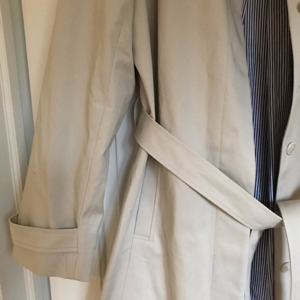 Garnet Hill Khaki Pinstripe Lining Fall 🍂 🍁 Trench Coat - Picture 5 of 7